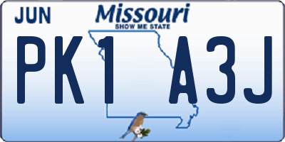MO license plate PK1A3J