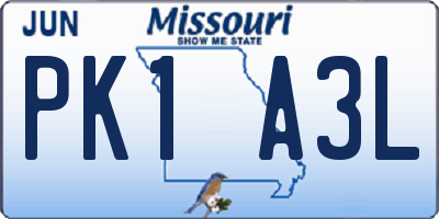 MO license plate PK1A3L
