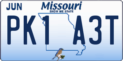 MO license plate PK1A3T