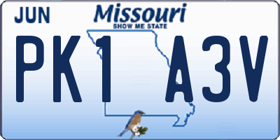 MO license plate PK1A3V