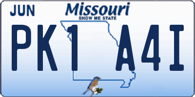 MO license plate PK1A4I