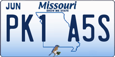 MO license plate PK1A5S