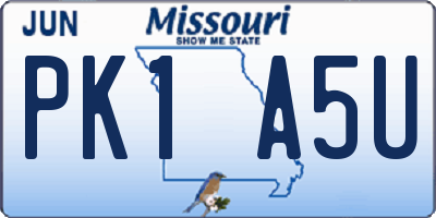 MO license plate PK1A5U