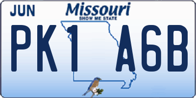 MO license plate PK1A6B