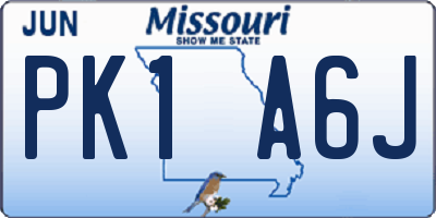 MO license plate PK1A6J