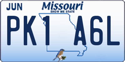 MO license plate PK1A6L