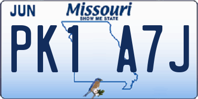 MO license plate PK1A7J