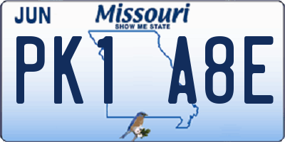 MO license plate PK1A8E