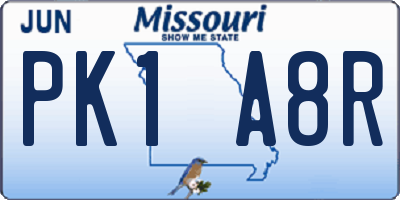 MO license plate PK1A8R