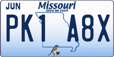 MO license plate PK1A8X