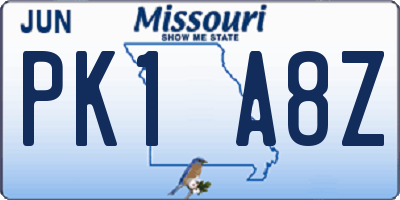 MO license plate PK1A8Z