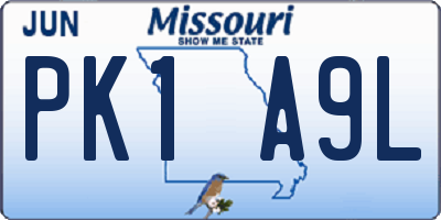 MO license plate PK1A9L