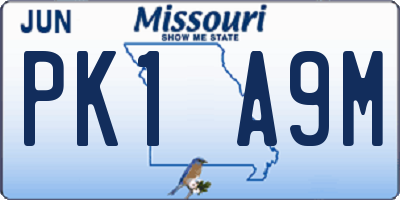 MO license plate PK1A9M