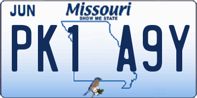 MO license plate PK1A9Y