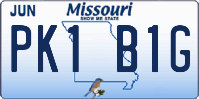MO license plate PK1B1G