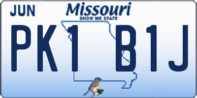 MO license plate PK1B1J