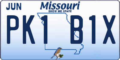 MO license plate PK1B1X