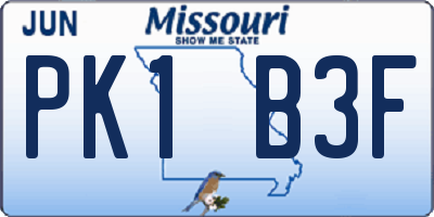 MO license plate PK1B3F