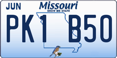 MO license plate PK1B5O