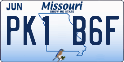 MO license plate PK1B6F