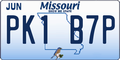 MO license plate PK1B7P