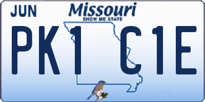 MO license plate PK1C1E
