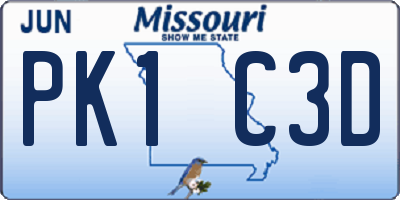 MO license plate PK1C3D