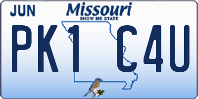 MO license plate PK1C4U