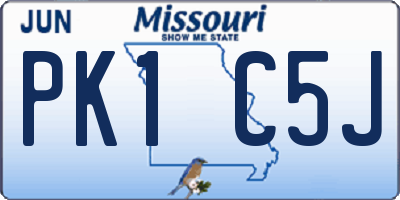 MO license plate PK1C5J