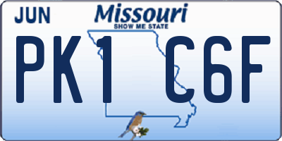 MO license plate PK1C6F