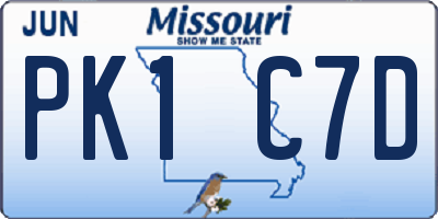 MO license plate PK1C7D