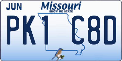 MO license plate PK1C8D