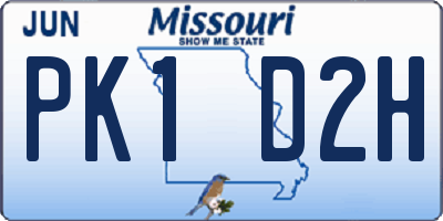 MO license plate PK1D2H