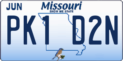MO license plate PK1D2N