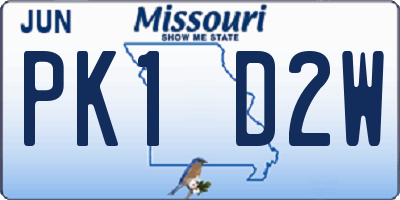 MO license plate PK1D2W