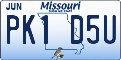 MO license plate PK1D5U