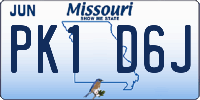 MO license plate PK1D6J