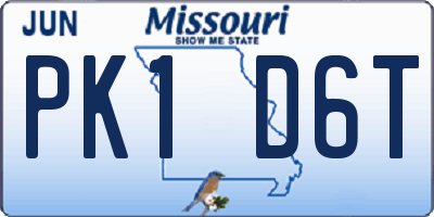MO license plate PK1D6T