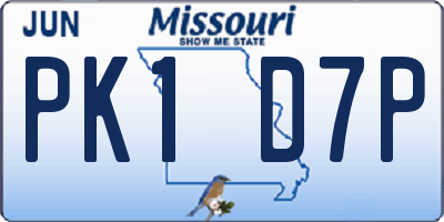 MO license plate PK1D7P