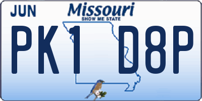 MO license plate PK1D8P