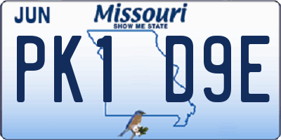 MO license plate PK1D9E