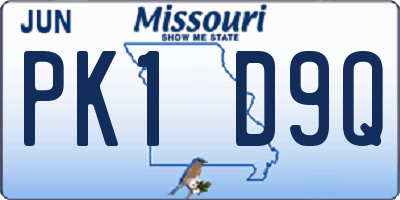 MO license plate PK1D9Q