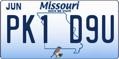 MO license plate PK1D9U