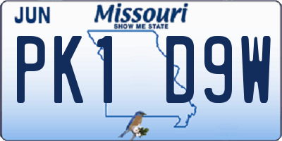 MO license plate PK1D9W