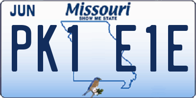 MO license plate PK1E1E