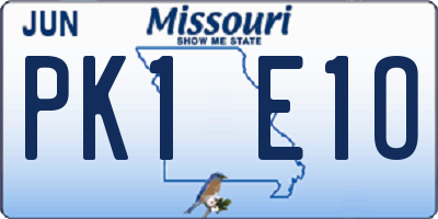 MO license plate PK1E1O