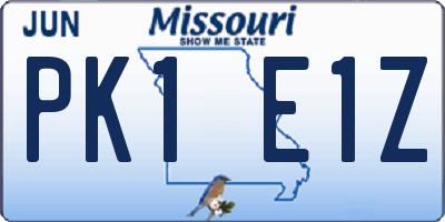 MO license plate PK1E1Z