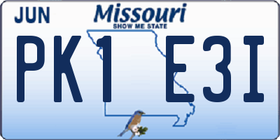 MO license plate PK1E3I