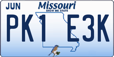 MO license plate PK1E3K