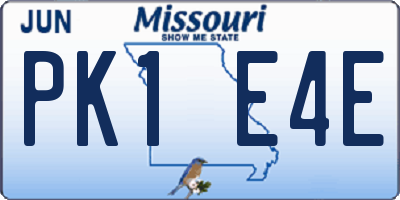 MO license plate PK1E4E
